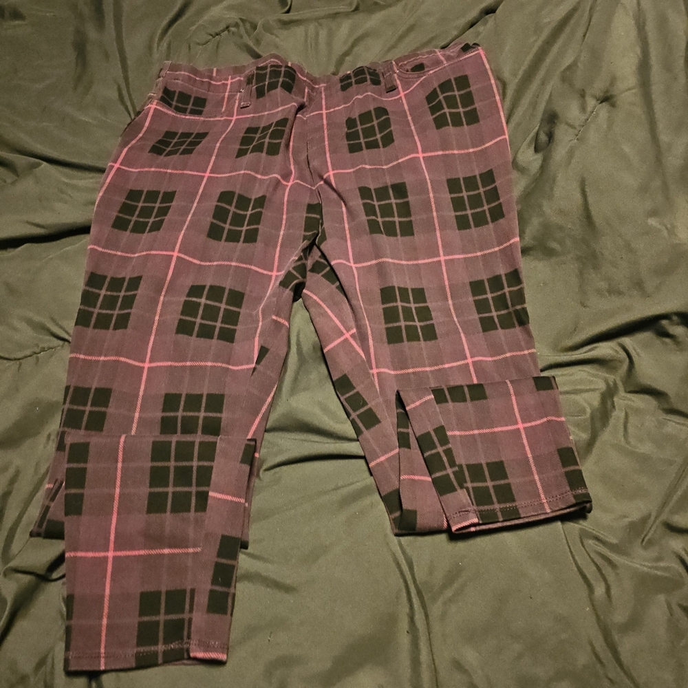 Purple and black leggings